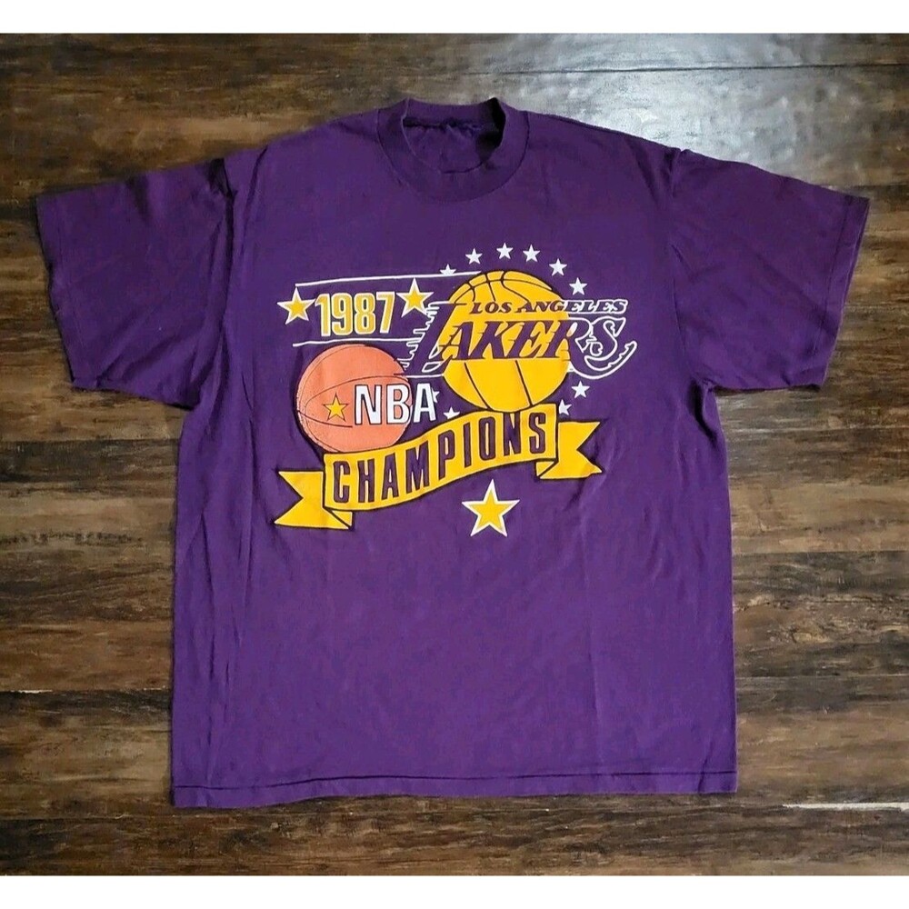 Vintage Graphic Tee T-Shirt 1987 Los Angeles Lakers Championship Medium/Large